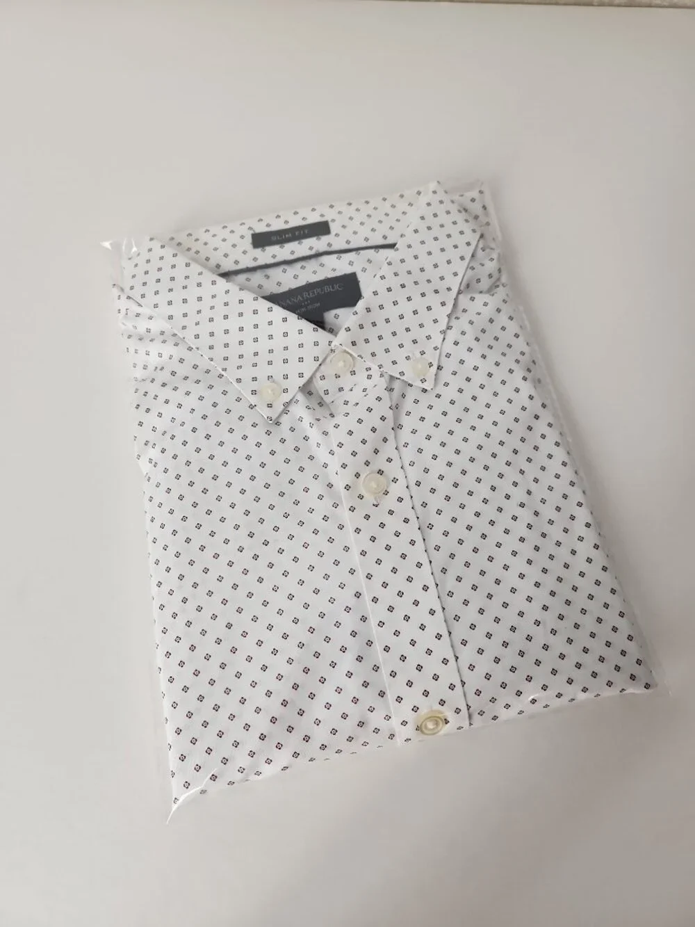Banana Republic Slim Fit Non-Iron long sleeves shirt white floral geo men's XL